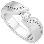 A White Gold Tension Set Diamond Ring With Diamond Shoulders C994, featuring diamond shoulders.