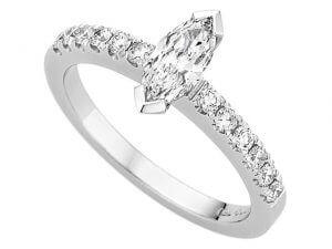 White Gold Marquise Diamond with claw set Diamond Shoulders C992 engagement ring.