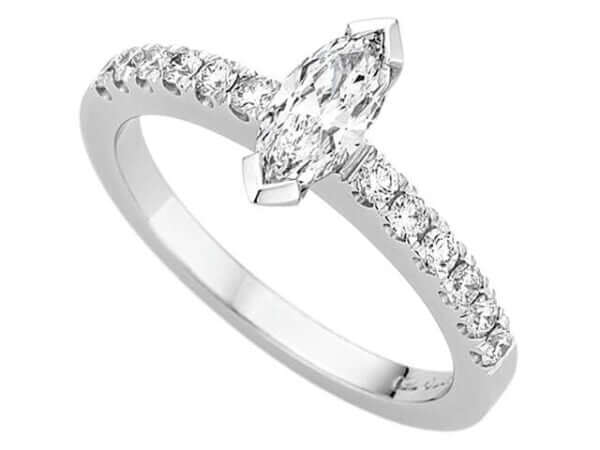 White Gold Marquise Diamond with claw set Diamond Shoulders C992 engagement ring.