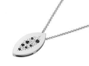 A Random Set White Diamonds Pendant C772 featuring a random set of black and white diamonds on a delicate chain.