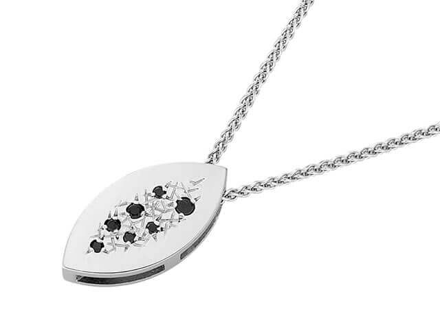 A Random Set White Diamonds Pendant C772 featuring a random set of black and white diamonds on a delicate chain.