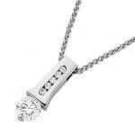 A White Gold Claw and Channel Set Pendant C1006A set with a diamond in the center.