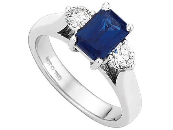 An All Australian Emerald Cut Sapphire & Diamond Ring C1217.