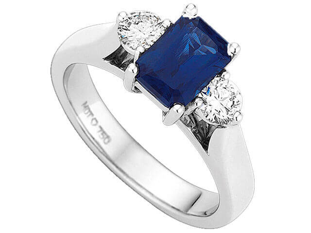 An All Australian Emerald Cut Sapphire & Diamond Ring C1217.