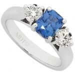 Radiant Cut Blue Ceylon Sapphire & Diamond Ring C1217