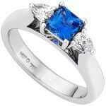 Blue Ceylon Princess Cut Sapphire & Diamond Ring C1217