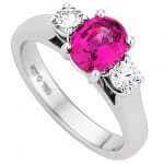 Oval Shaped Pink Sapphire & Diamond Ring C1214