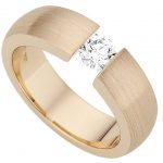A Rose Gold Tension Set Round Diamond Ring C446 tension set in rose gold.