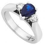 A Pear Shaped Australian Blue Sapphire & Diamond Ring C1213 is the star of this stunning diamond ring.