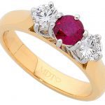 Round Ruby & Diamonds Ring C1218 in yellow gold.