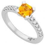 Radiant Cut Yellow Sapphire & Diamonds Ring C1207