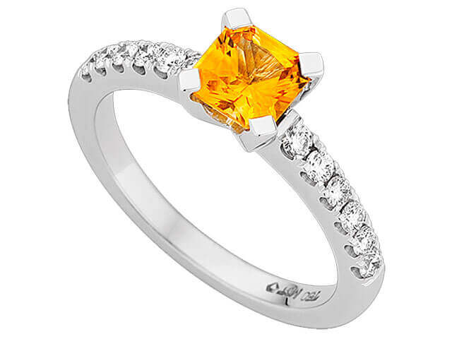 Radiant Cut Yellow Sapphire & Diamonds Ring C1207