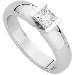 A Bar Set Princess Cut Diamond Engagement Ring C457 in white gold.