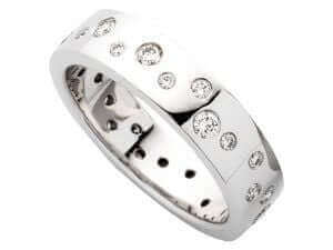 White Gold Random Set Diamonds Flat Band C433