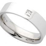 A white gold wedding ring with a Flat Band Set With Princess Cut Diamond C442.