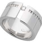 Wide Tension Set Round Diamond Ring C617 - A stunning wide tension set white gold ring adorned with round diamonds.