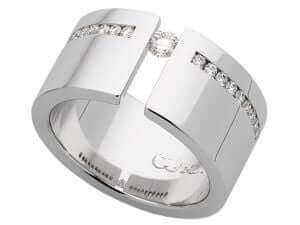 Wide Tension Set Round Diamond Ring C617 - A stunning wide tension set white gold ring adorned with round diamonds.