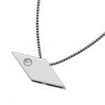 A Diamond Shaped Diamond Pendant C750 with a triangle-shaped diamond.