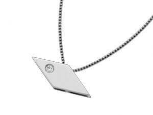 A Diamond Shaped Diamond Pendant C750 with a triangle-shaped diamond.