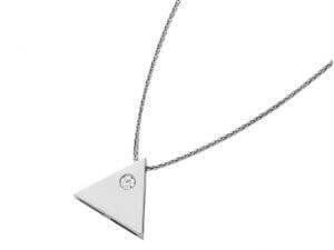 A Triangular Shaped Diamond Pendant C752 adorned with a diamond.