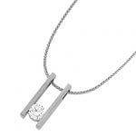 A White Gold Bar Set Pendant C859 with a diamond on it.