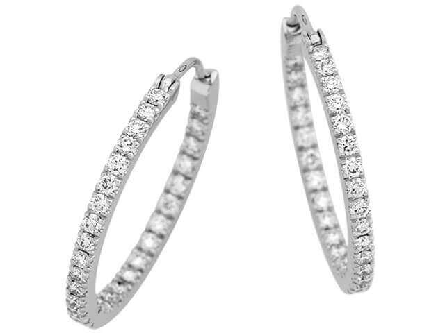 White Gold Diamond Hoop Earrings C931 in White Gold.