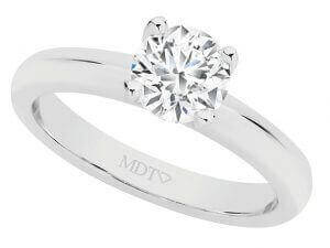 4 claw diamond solitaire engagement ring in 18ct white gold C918