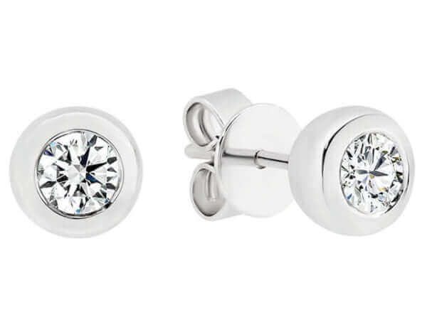 White gold Bezel set stud diamond earrings C941-dia
