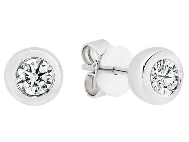 White gold Bezel set stud diamond earrings C941-dia