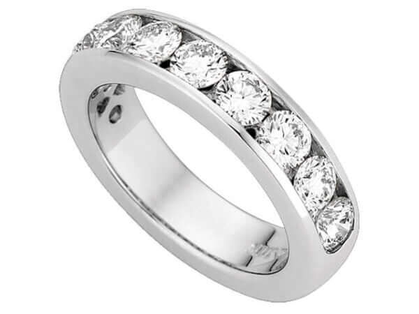 A Wide Channel Set Round Diamonds wedding Band C520 with channel set round diamonds.