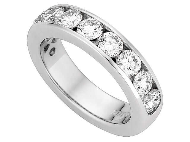 A Wide Channel Set Round Diamonds wedding Band C520 with channel set round diamonds.