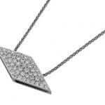 A Diamond Shaped Pendant With Diamonds C760 on a chain.