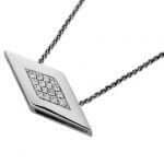 A white gold necklace with diamonds on a chain and a Diamond Shaped Pendant With Diamonds C755.