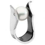 A Venus -2014 Award Winner - C4057 pearl and diamond ring on a white background.