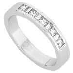 A White Gold Princess & Baguette Cut Diamond Band C529 featuring princess cut diamonds.