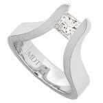 A white gold engagement ring with The Edge Tension Set Princess Cut Diamond Ring.