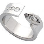 A White Gold Concave Split Band Ring C119 with diamonds.