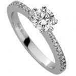 A White Gold six claw set Round Diamond With Diamonds Band C961 engagement ring.