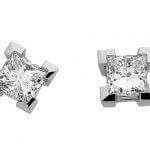 Claw set Princess Cut Diamond Stud Earrings C852 in 18ct white gold