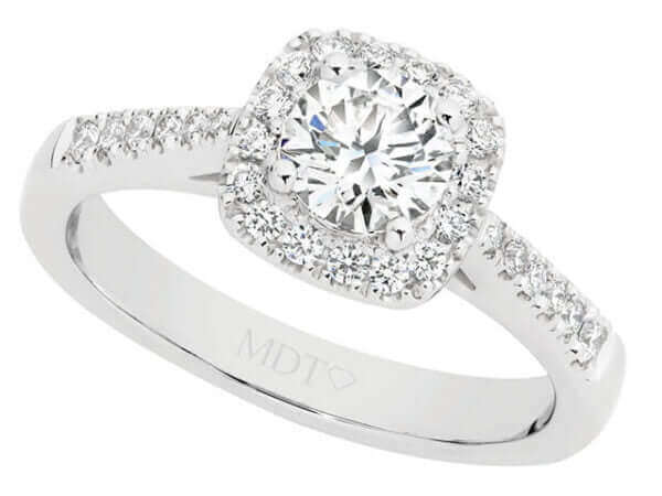 Round diamond halo engagement ring C1013