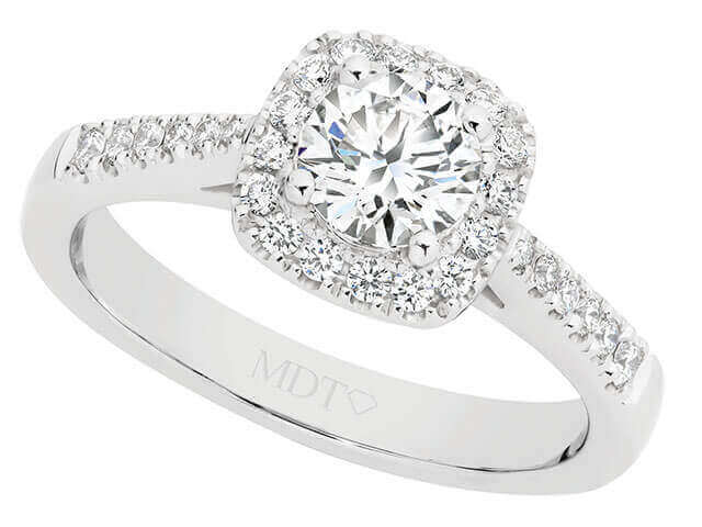 Round diamond halo engagement ring C1013