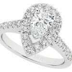Pear shape halo diamond engagement ring C1017 with a halo design.