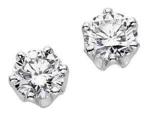 A pair of White Gold Claw Set Diamond Stud Earrings C553 on a white background.