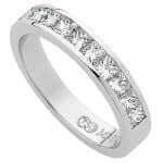 A White Gold Channel Set Diamond Band C557 with princess cut diamonds.