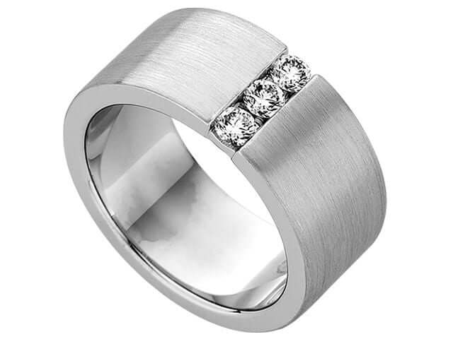 A Wide Flat Band With Channel Set Diamond C564A men's wedding ring.
