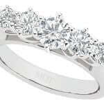 Four 5 stone diamond engagement ring C1033 in white gold.