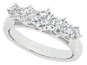 Four 5 stone diamond engagement ring C1033 in white gold.