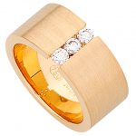 A wide 18ct yellow gold ring with two diamonds in the center, called the 18ct Yellow Gold Wide Ring C564.