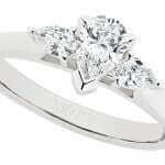 Pear Shape Diamond trilogy engagement ring C1039 with a diamond in a pear shape, set in white gold.