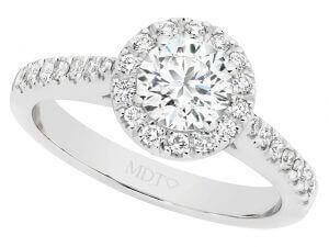 Round diamond halo engagement ring C1060